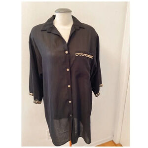 Vintage - Sheer Black Button  up